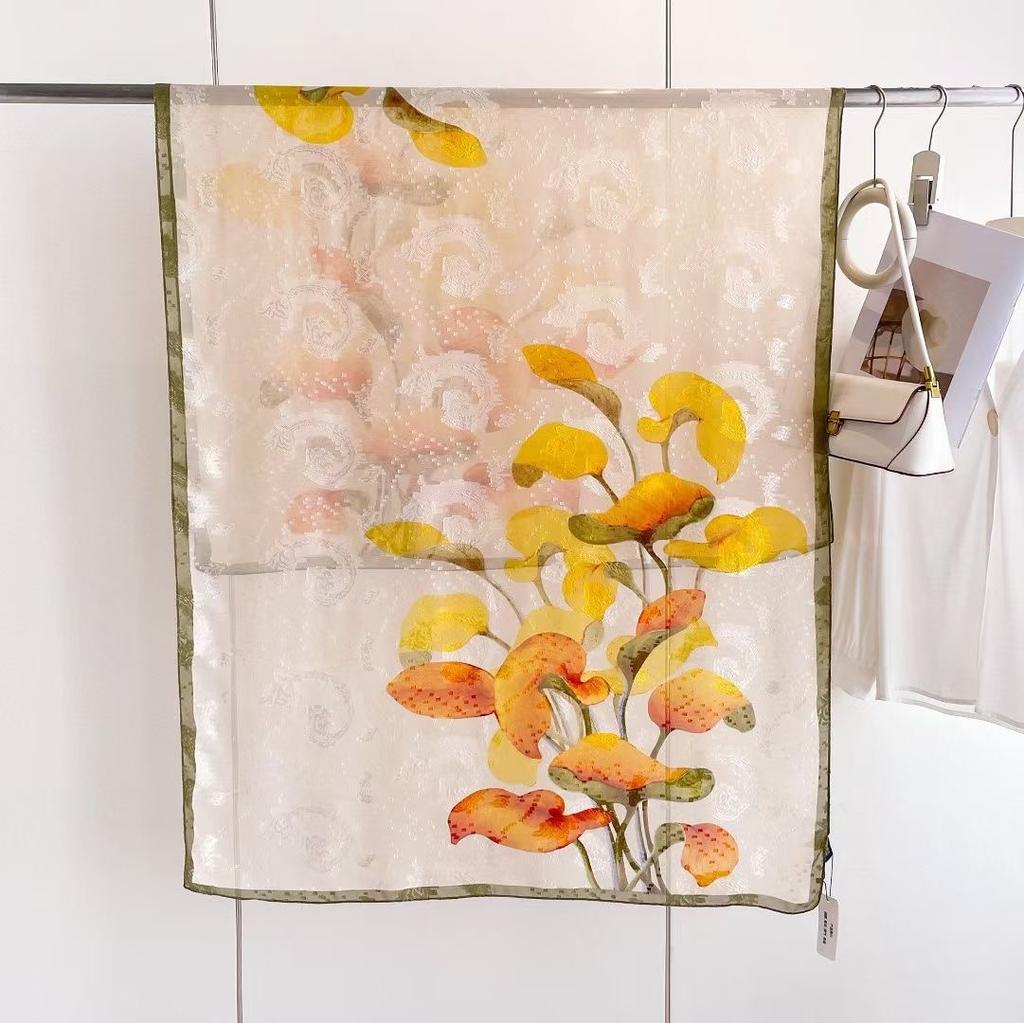 New Style  Thin Chinese Style Jacquard High-end  Versatile Double-sided High-end Silk Scarf