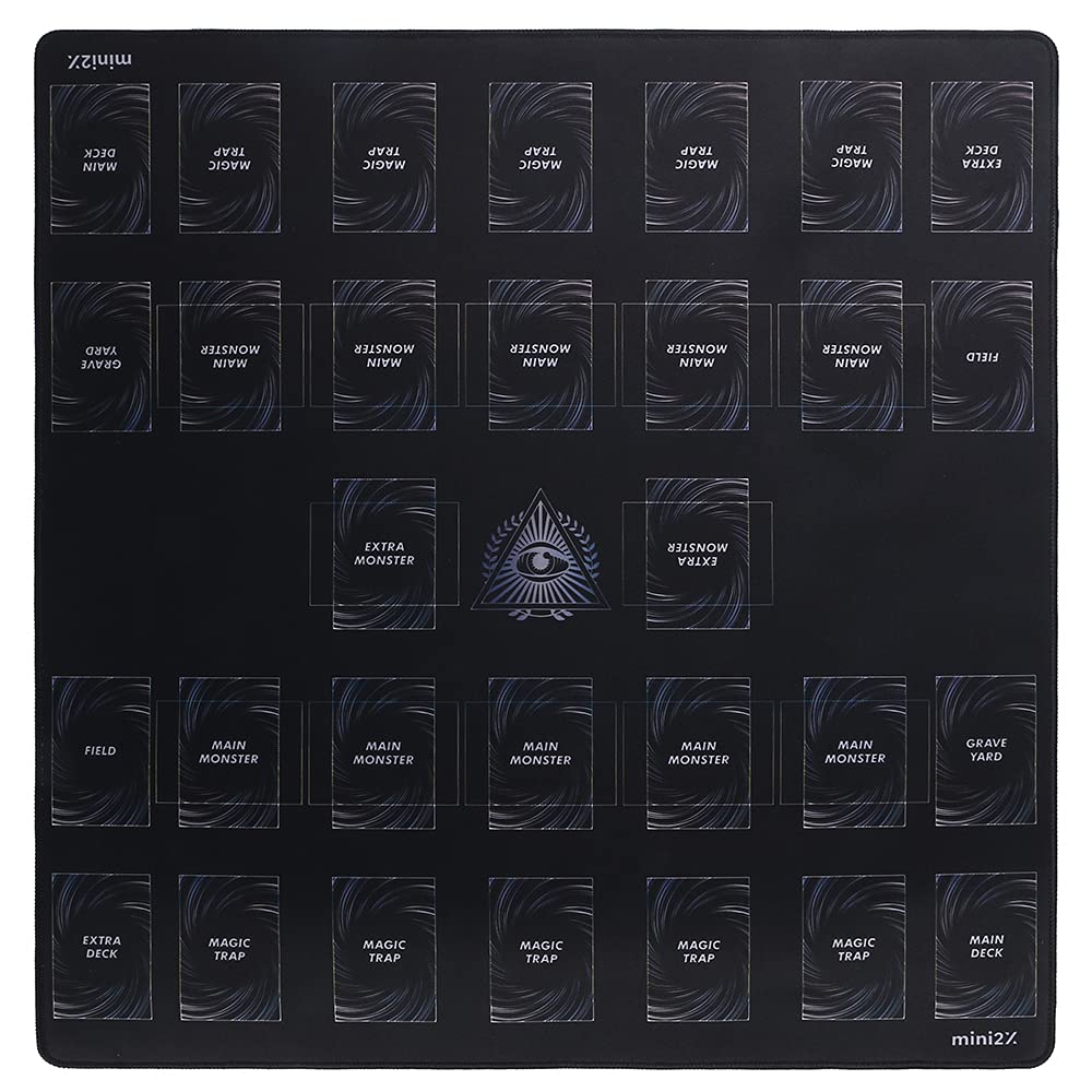 

mini2x Игровой коврик для карт TCG Поле битвы Полный размер 60x60см с сумкой для хранения Карточные принадлежности Yu-Gi-Oh чёрный
