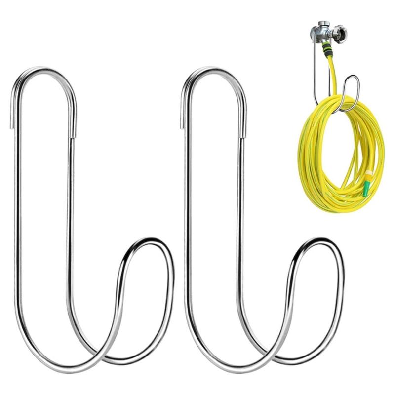 2PCS Flexible Garden Hose Storage Hook Weatherproof 304 Stainless Steel Water Pipe Hangers Outdoor Equipment Organizers