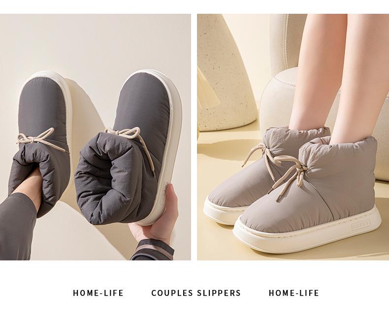 Women's 2025 Winter High-Top Cotton Slippers: Outdoor, Warm, Thick-Soled, Couple's Cold-Proof Design