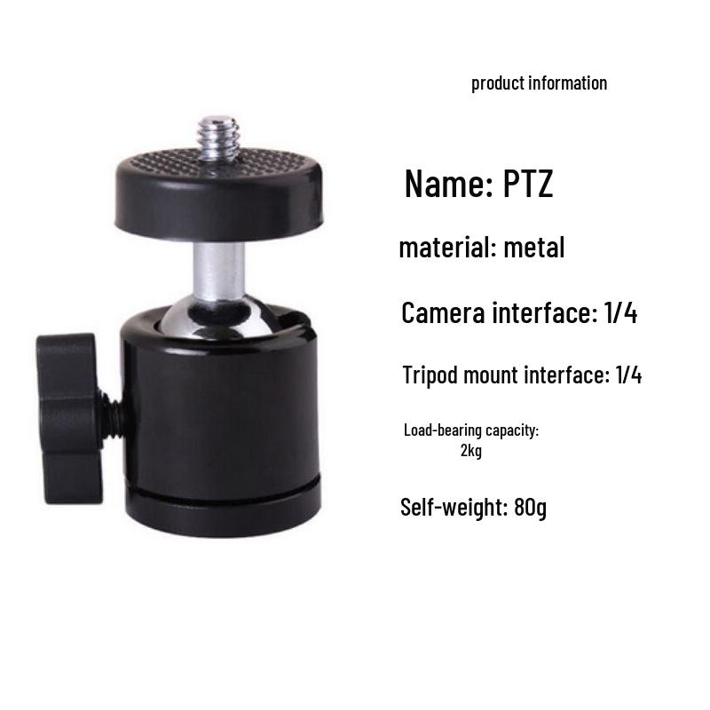 Metal Mini Ball Head Tripod Adapter for Cameras, 1/4 to 3/8, 360° Rotating Photography Accessory