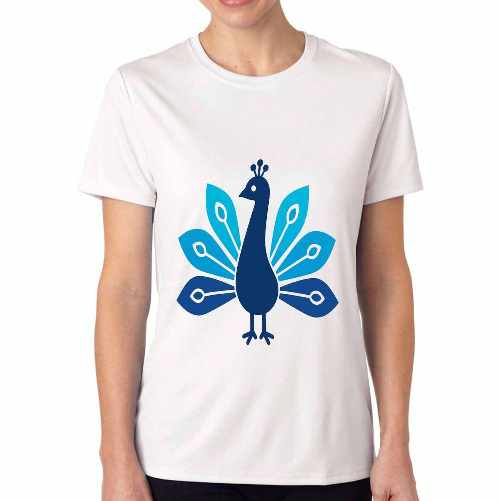 Peacock Lady s Cotton T Shirt, Premium Cotton Graphic, Durable And Longlasting, Casual And , Vibrant Peacock Design, Beautiful Floral Accents, Stylish S разноцветный