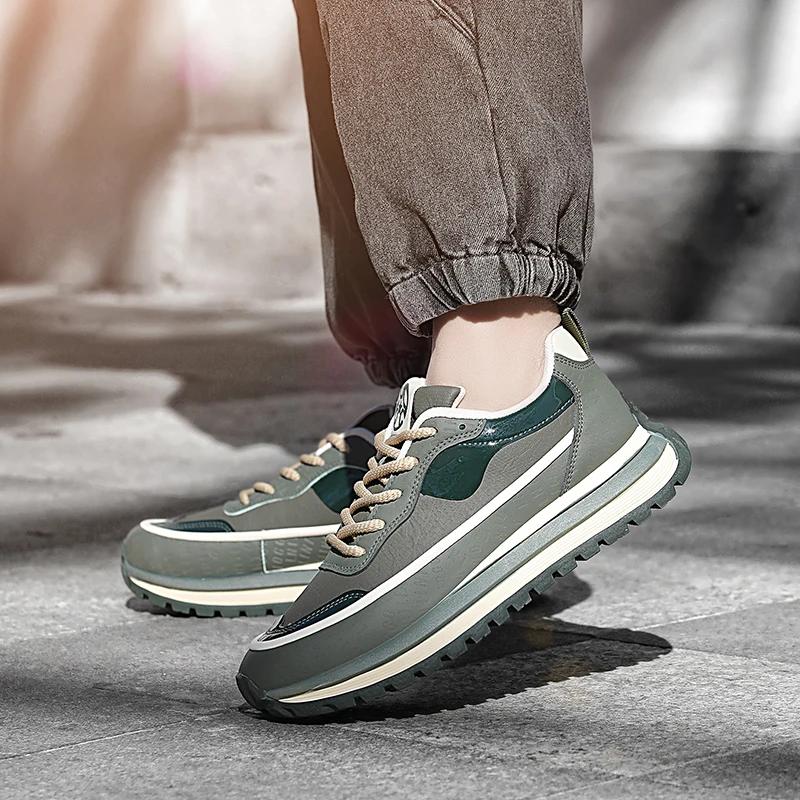 PARZIVAL Men Sneakers Casual Shoes Fashion Outdoor Sports Shoes Runner Tenis Trainer Leather Running Shoes