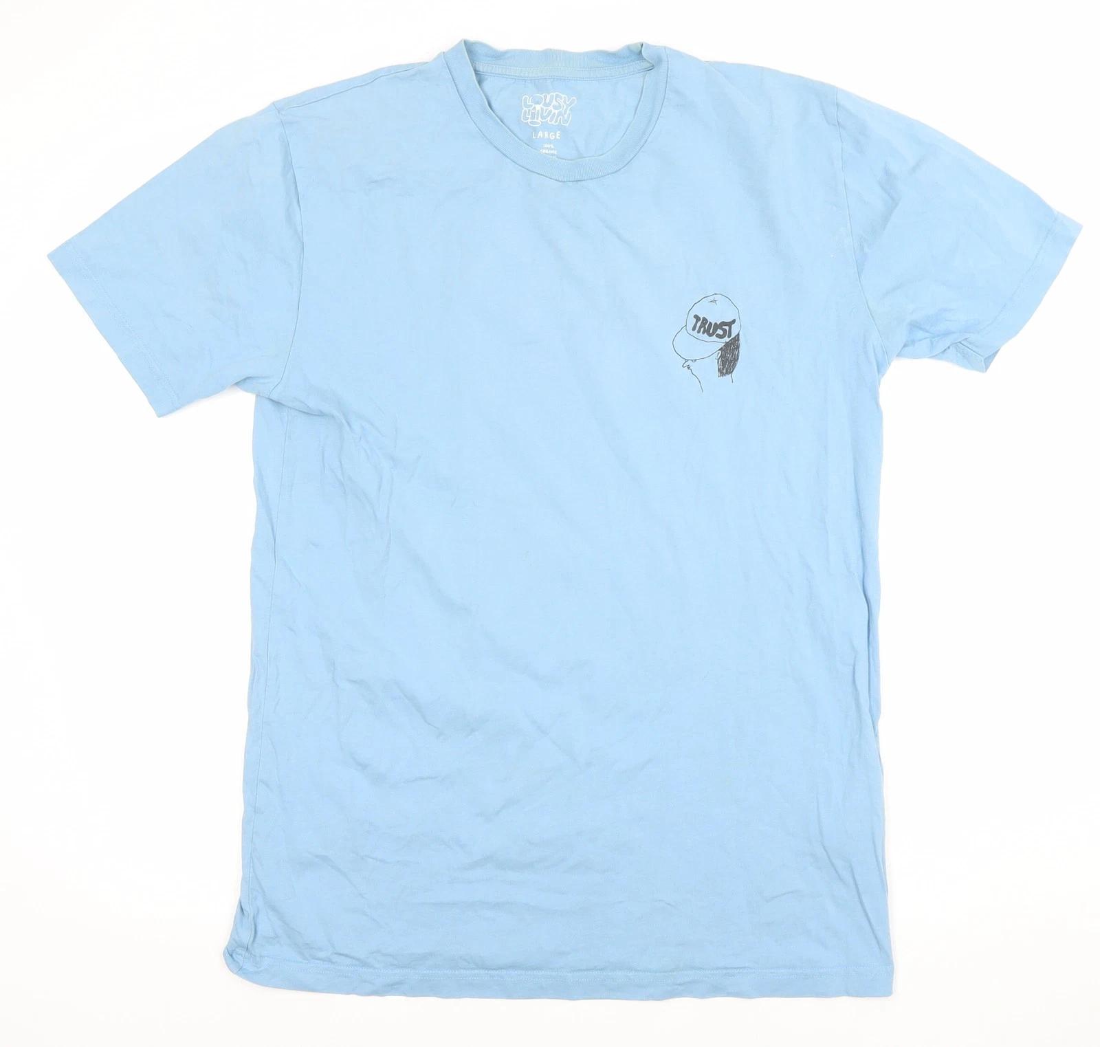 Dusty Luvin Blue Organic Cotton Graphic T-Shirt Women’s Large XL