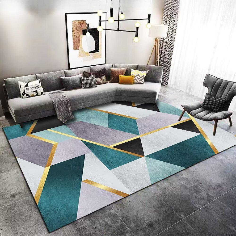 

Европейский геометрический ковер для гостиной Современный скандинавский роскошный декор Домашние ковры для спальни Нескользящий Легкая чистка Напольный коврик 60*90cm