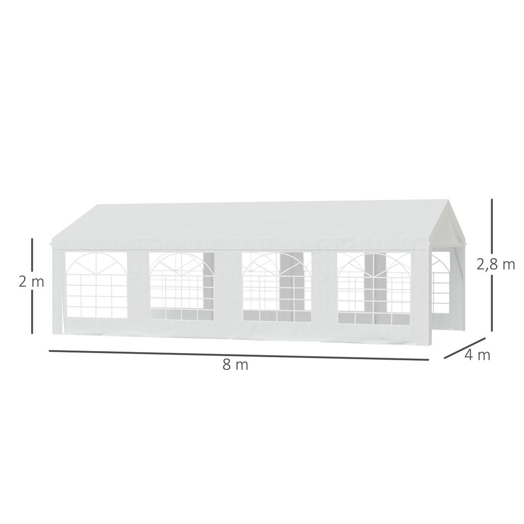 Garden Reception Gazebo Tent Marquee Waterproof PE Steel Tube 7.98L X 3.92W X 2.8H M White New 14