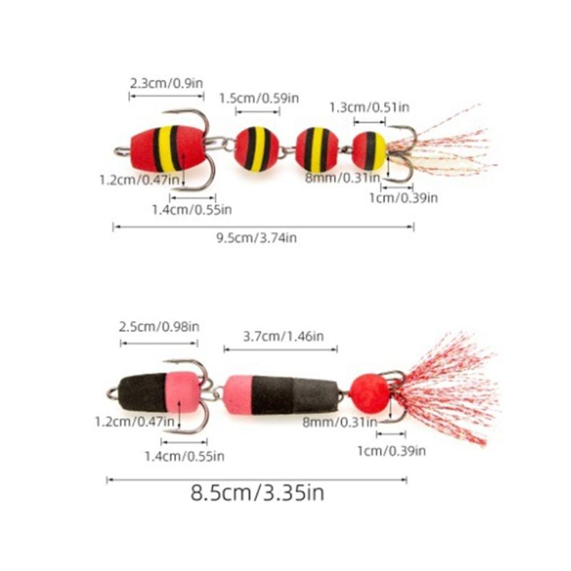 2pcs Light Weight Foam Baits Soft Fishing Baits High Density Foam Swim Baits with 2 Hook Fishing Tackle Foam Lures