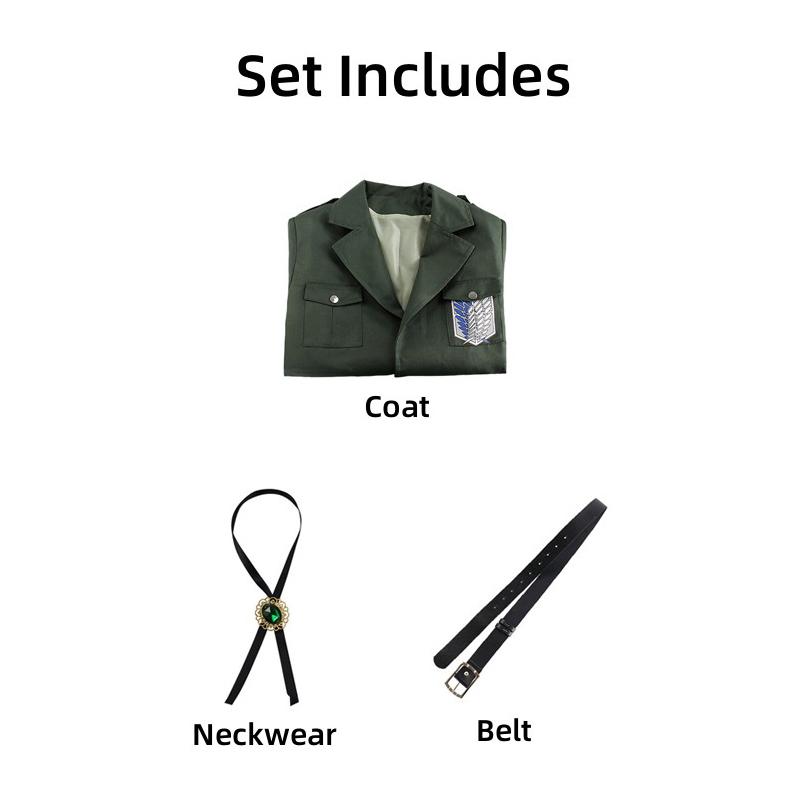 Anime AOT Cosplay Levi Costume Shingek No Kyojin Scouting Legion Soldier Coat Trench Jacket Uniform Halloween Outfits
