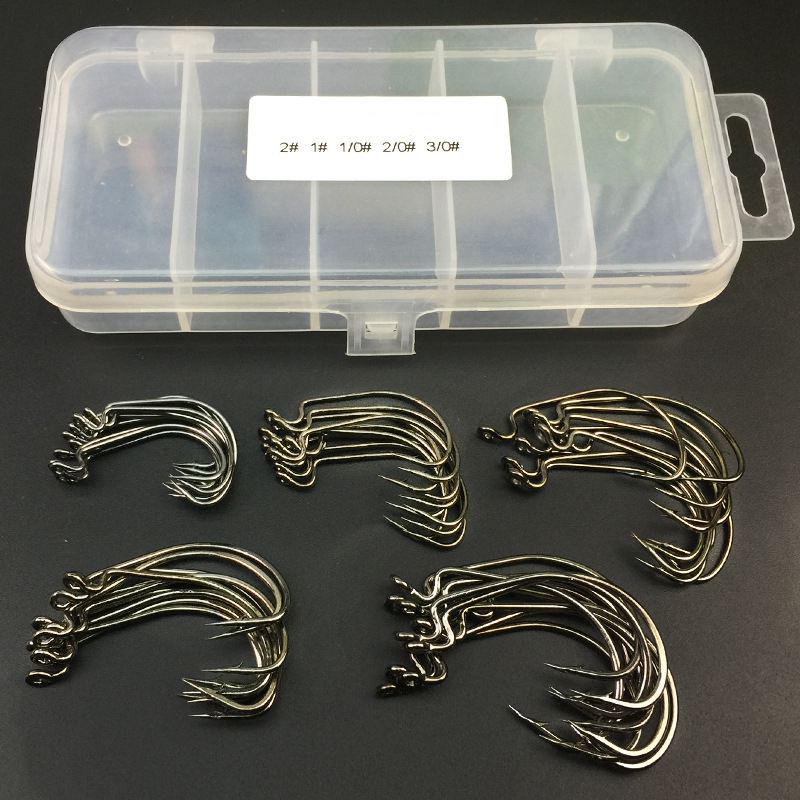 100Stk 10 Größe Angelhaken geschärft Stahl Haken Scharf langlebig Mit Box Set
