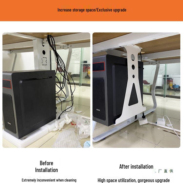 Adjustable Under-Desk Computer Mount & Bracket for Desktop Chassis