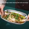 Multi Purpose Serving Tray Fish Steaming Plate with Ergonomic Handles, Stainless Steel Oval Cooking Induction Cooker Pan, Portable Large Capacity for