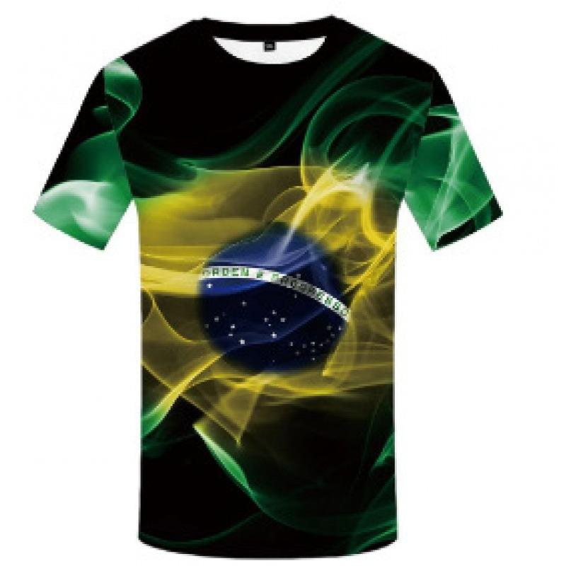 Brazil Flag Print Short Sleeve T-Shirt, Men's Fashion Casual Tee