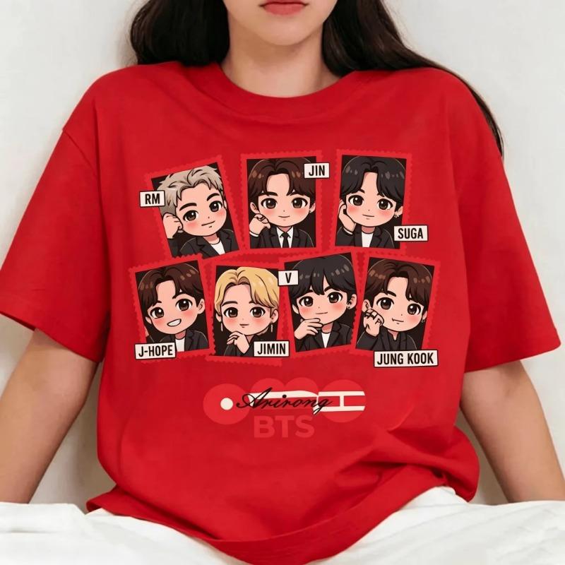 New Summer BTS Arirang World Tour Graphic Unisex Shirt Children Size Hot Kpop Men's Women's Fashion Tshirt Family Matching