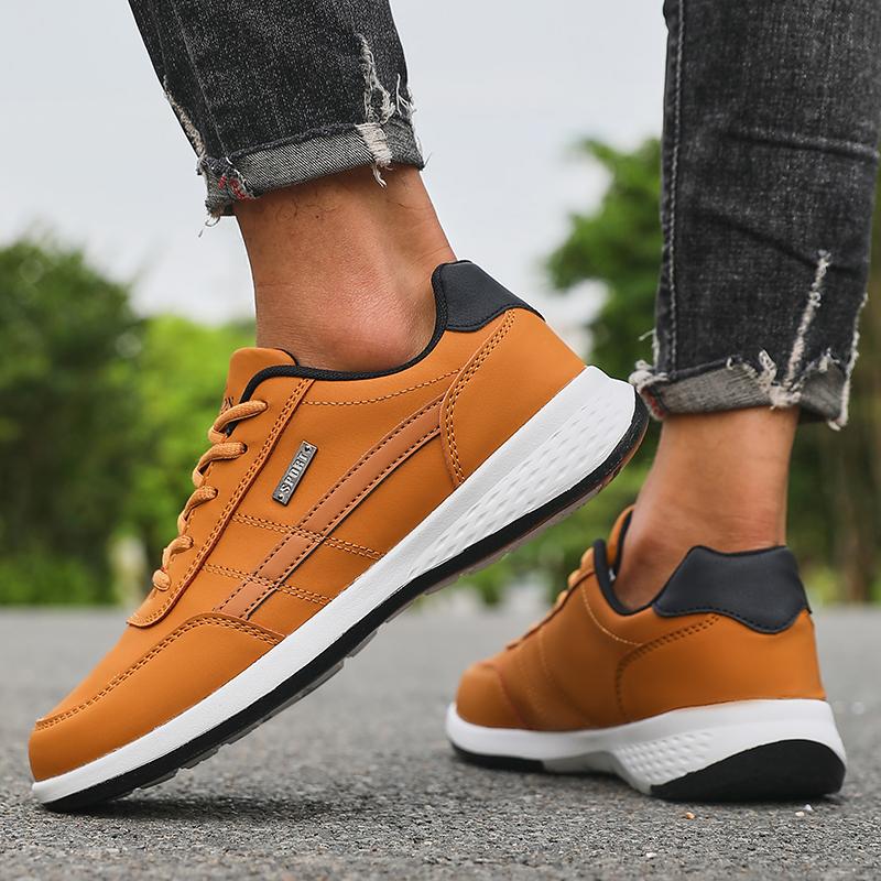 Men's Casual Sneakers Outdoor Breathable Light Bottom Running Shoes Mens Pu Leather Sports Shoe Non-Slip Footwear Tennis for Men