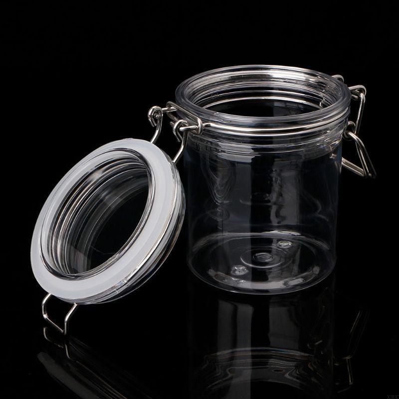 500ML Plastic Round Clip Top Storage Jar With Airtight Seal Lid Kitchen Con X3UC