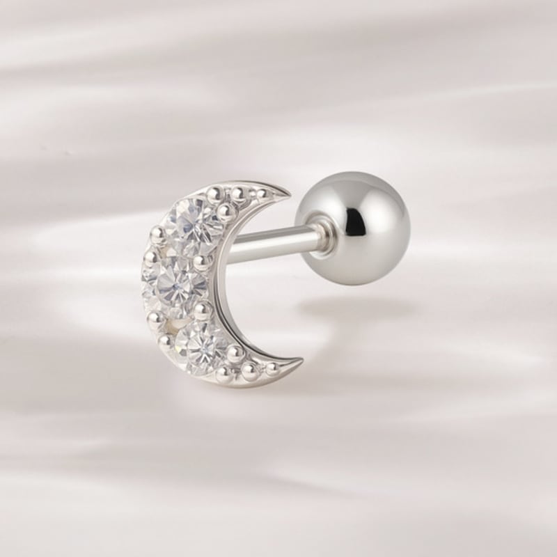 

JEWNEL (1+1)Silver925 Simple Cubic Moon Silver Piercing SILVER925 piercing