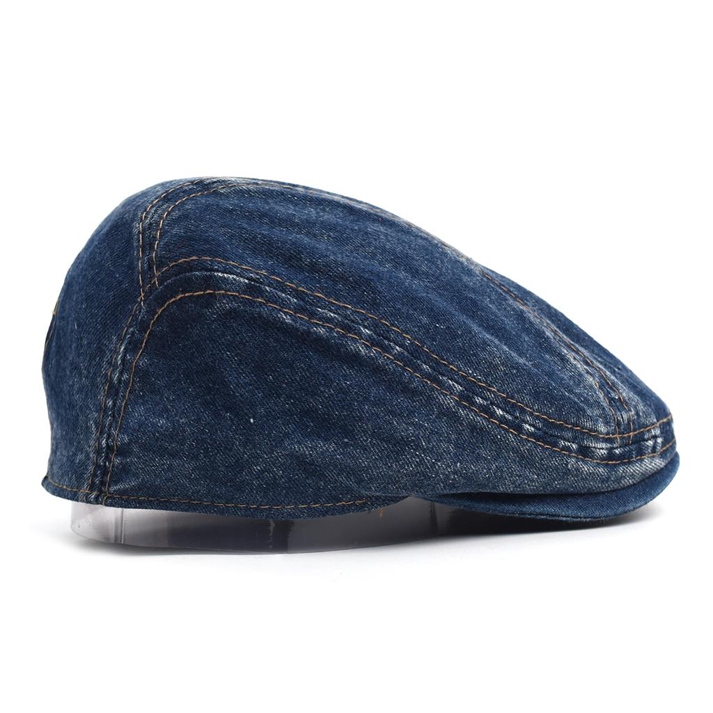 Four Seasons Denim Solid Newsboy Caps Men Washed Flat Peaked Cap Women Painter Beret Hats