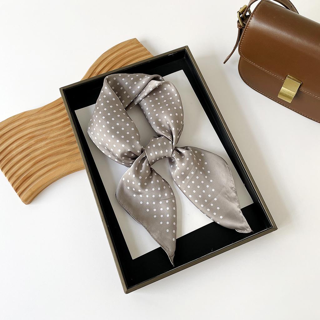 French Polka Dot Square Scarf, Head Scarf 70 Imitation Silk Scarf, Women'S Spring And Autumn Summer With Shirt Neck Protection
