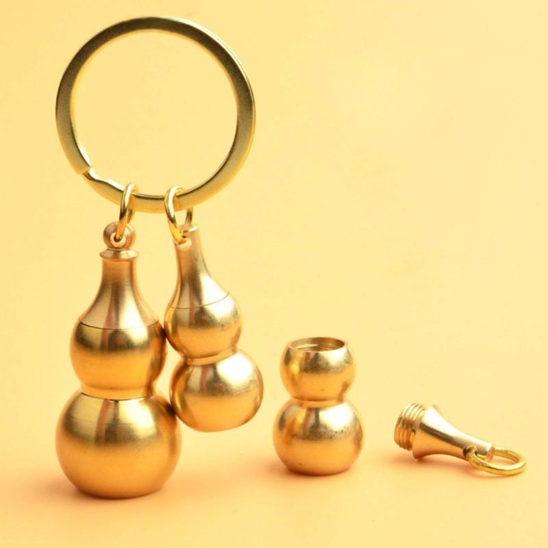 Portable Waterproof Metal Capsules Box Mini Medicine Holder Keychain Brass PillBox Pendant Pill Boxes Mini Pill Holde