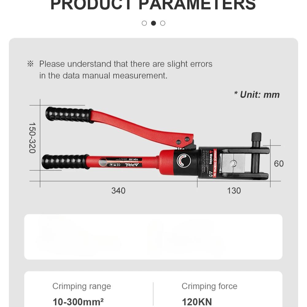 Hydraulic Crimping Tool  Crimping Range 10-300mm² Copper and Aluminum Terminal Compression Tool Wire Rope Crimper