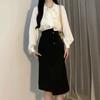 French bow long-sleeved shirt commuter shirt white spring and autumn professional white collar lace-up bow streamer top