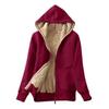 Plus Size Womens Plush Hooded Jacket Long Sleeve Zipper Sweater Coat Tops
