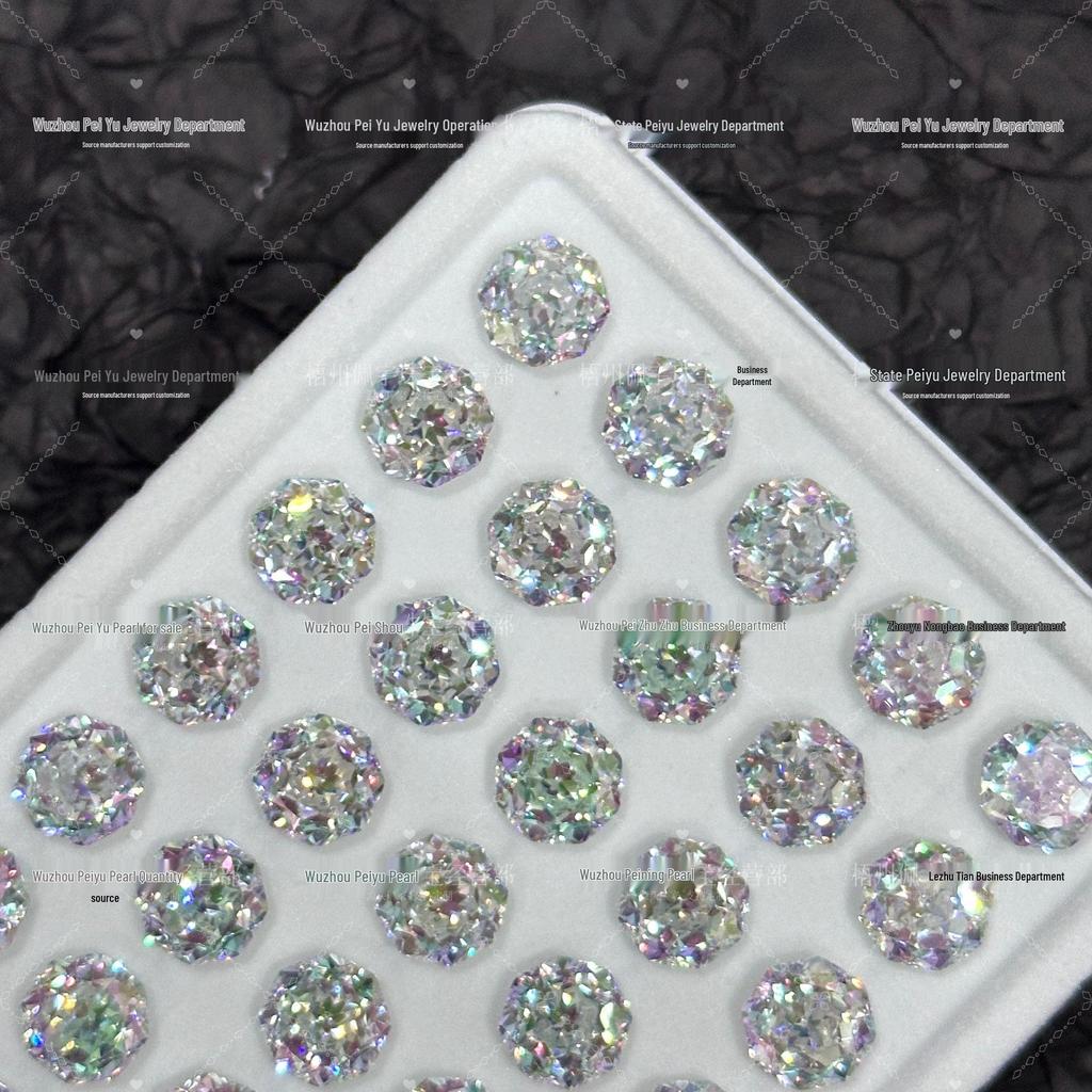 Octagonal Queen Cut Zircon Gem, 6/8mm, Super Sparkle Coated for DIY Jewelry