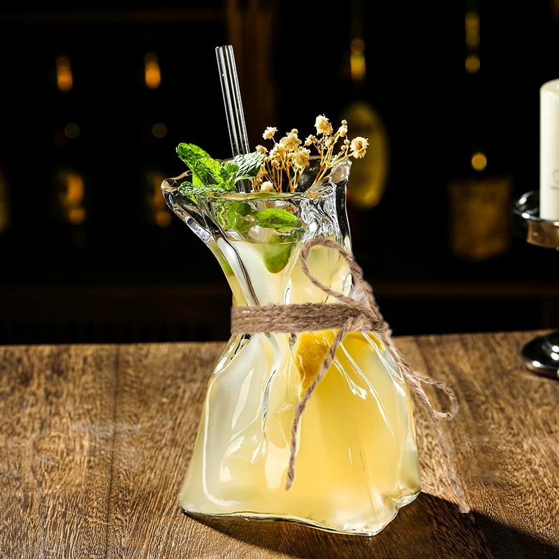 280ml Creative Pleating Cocktail Glasses for Bar Glassware Wine Glass Restaurant Juice Coffee Cup Vase Ornaments Cocktail Tool