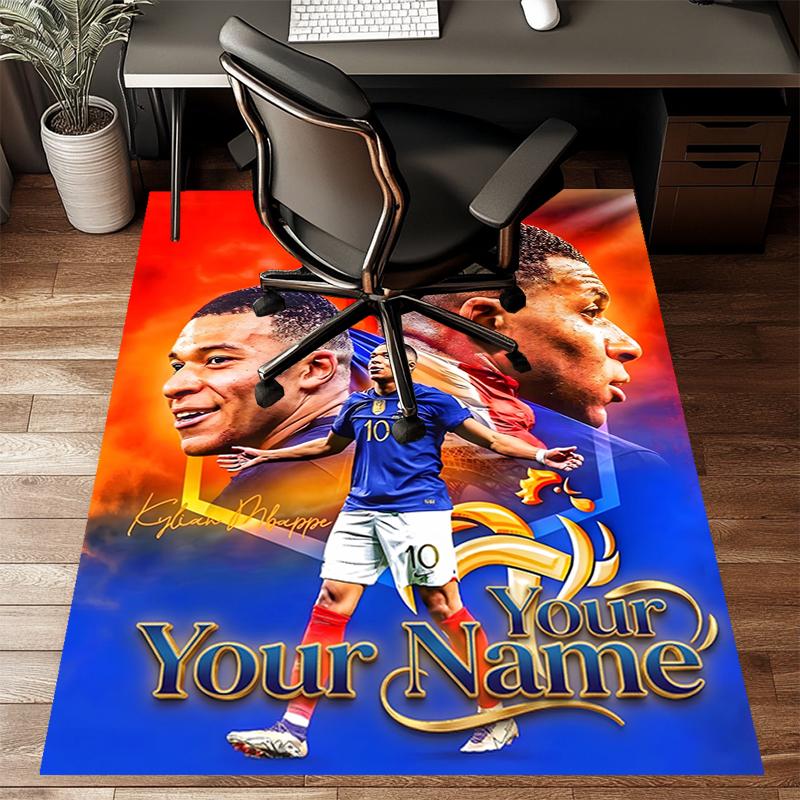 M-Mbappe Design Area Rug Personalized Name- Non-Slip, Soft & Cozy Floor Mat for Living Room, Office - Indoor/Outdoor Carpet