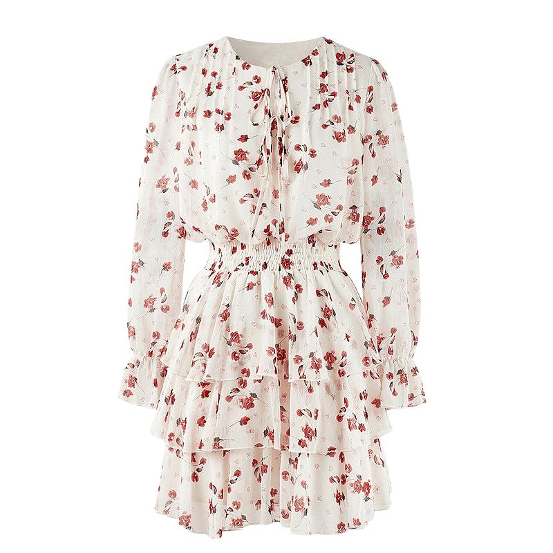 Women s Floral V-Neck Tiered Midi Dress XL