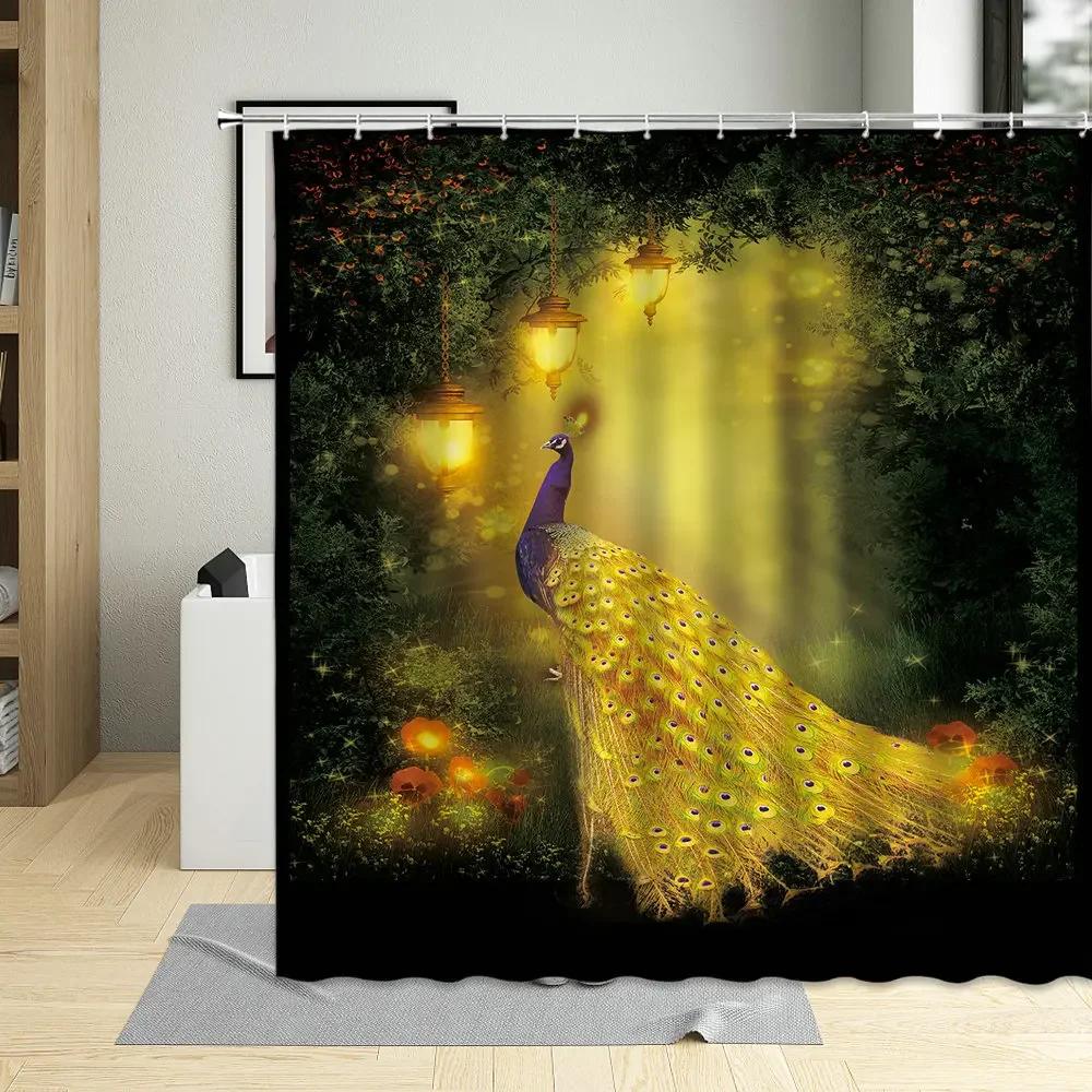 Fantasy Fairy Tale World Shower Curtain Vine Door Green Forest Mushroom Animal Bathroom Decor Polyester Bath Curtains With Hooks