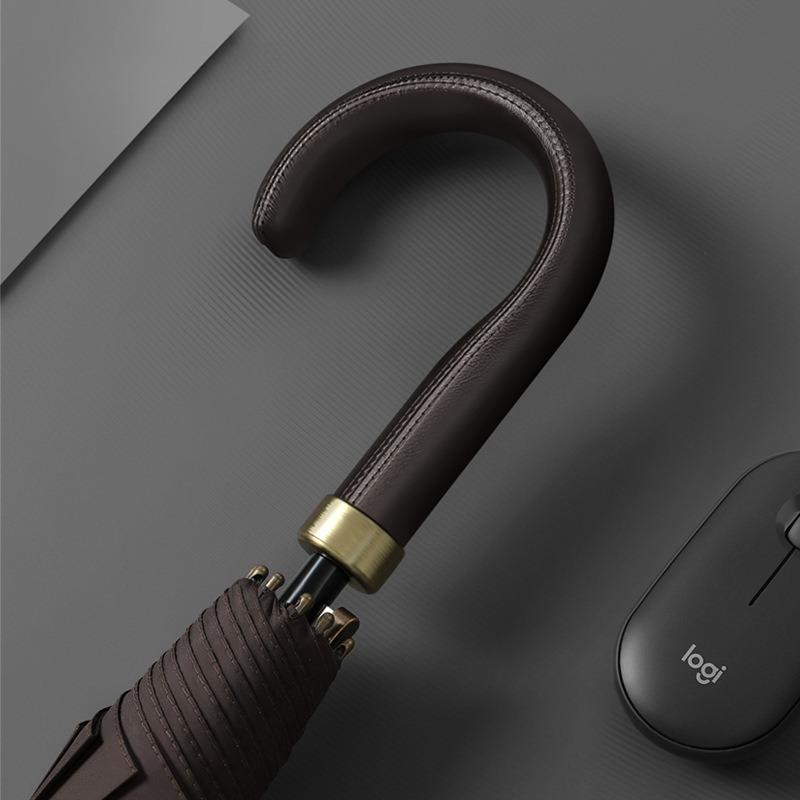 Большой зонт 122 см Ветрозащитный 10 спиц, Премиальная кожаная ручка Гольф Длинный зонт Мужской Женский, Прочный каркас Большой зонт Дождь