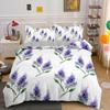 Lavender Duvet Cover Set Purple Romantic Theme Beautiful Flowers Polyester Comforter Cover King Queen Size for Girls Women Kids