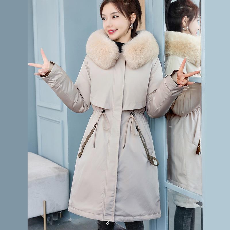 One Dress and Three Pies Overcome Women's Medium and Long Thickened Padded Jacket, Removable Liner Padded Jacket, Winter Down Padded Jacket