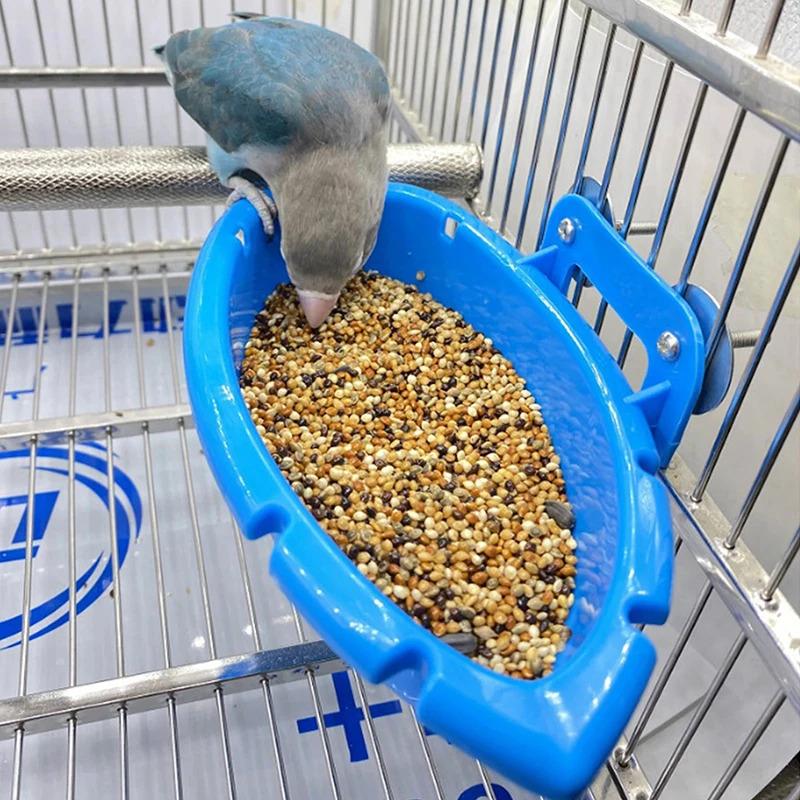 Parrot Food Tray Multi-functional Creative Blue Bathtub-style Animal Cage Standing Cleaning and Shower Box Bird Toy Pet Cleaning