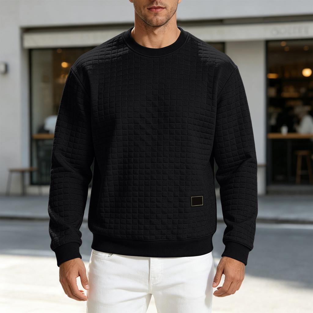 Men's Plaid Crewneck Top for Casual Versatile Everyday Wear