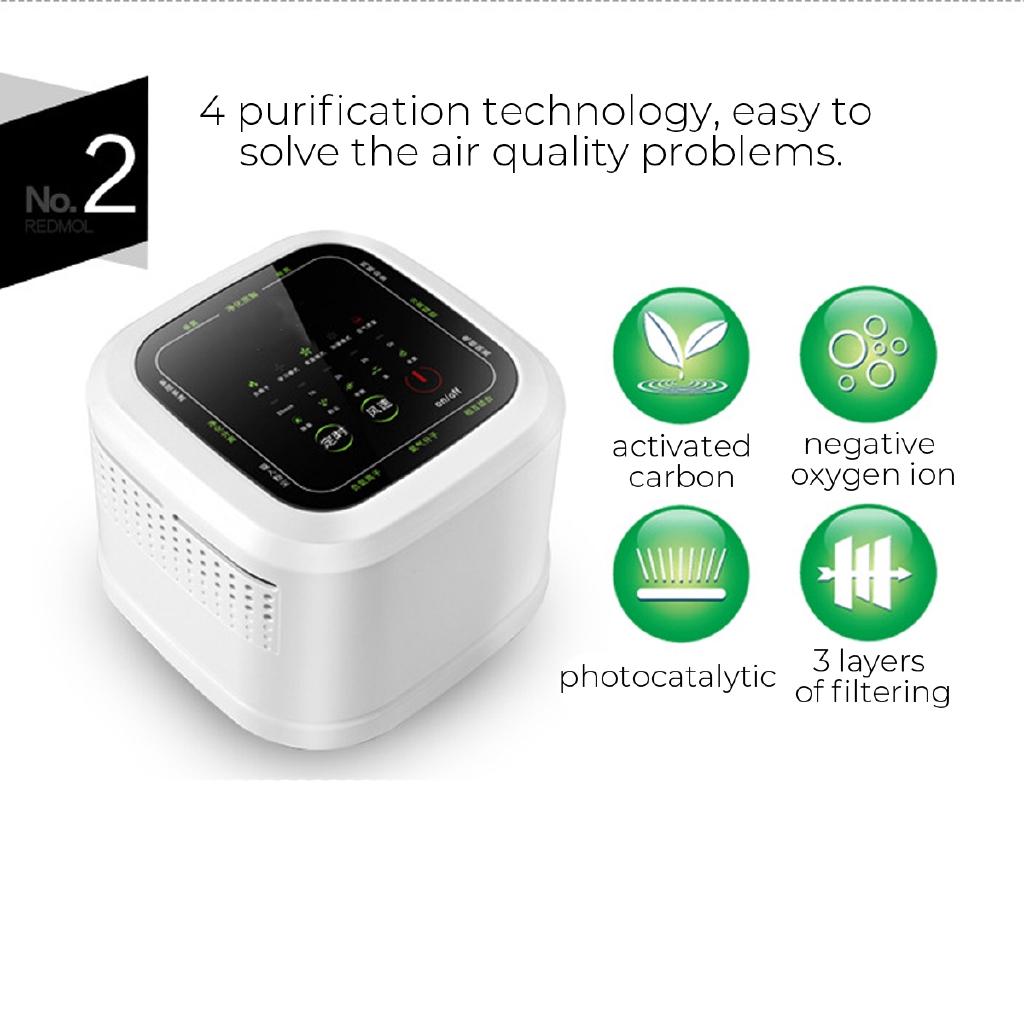 Portable air purifier Negative ion sterilizer Household generator Anion air purifier Ozone generator HEPA Carbon filter