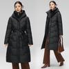 Casaco Feminino de Inverno com Capuz, Algodão e Penas, Novo, High-end, Slim-fit, Longo até o Joelho, Quente, Moderno