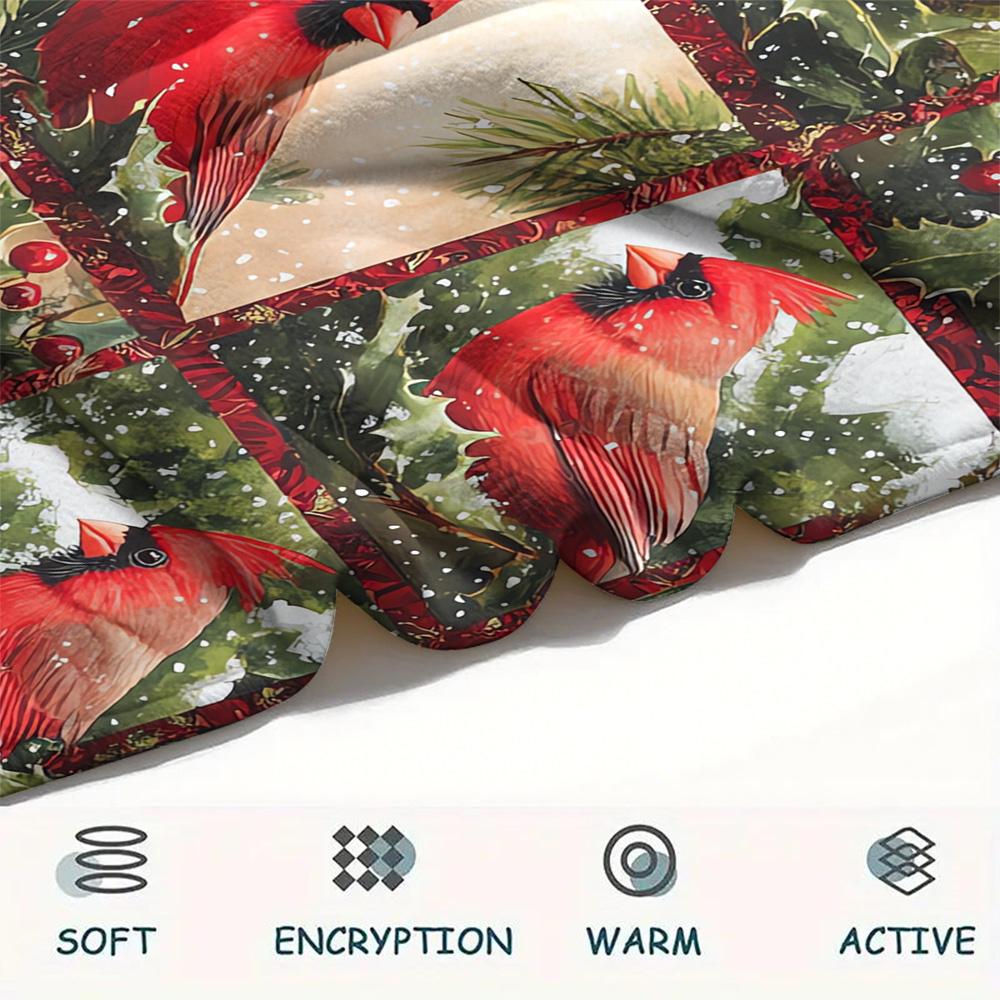 Bird Print Flannel Blanket, High Quality Comfortable for All Seasons, Home Decor, Warmth and Comfort, Perfect for Christmas Gifts