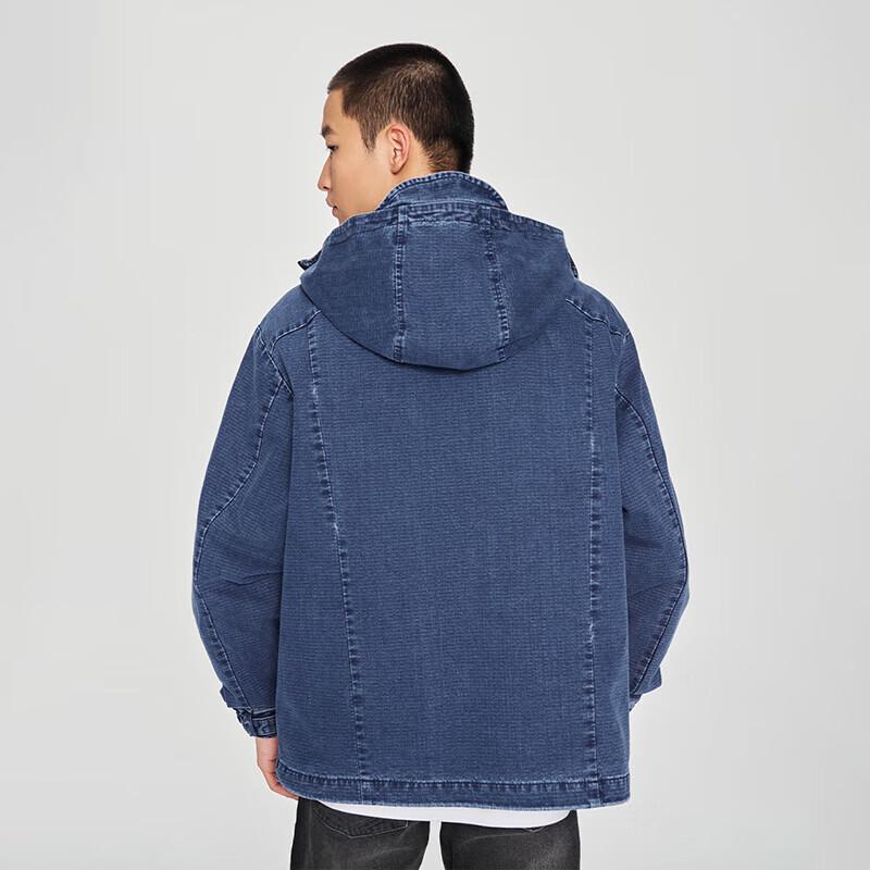 Lee Men's Dark Blue Comfort Fit Hooded Denim Jacket