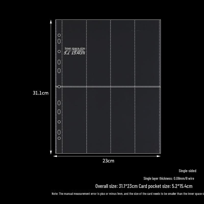 Transparent Card Album Inner Pages for A4/A5/A6/A7 Binders - Nine & Four Pocket Star Fandom Card Storage Refills