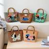 Cartoon Rattan Woven Vegetable Basket Portable Single Shoulder Gift Bamboo Bag Hand Package