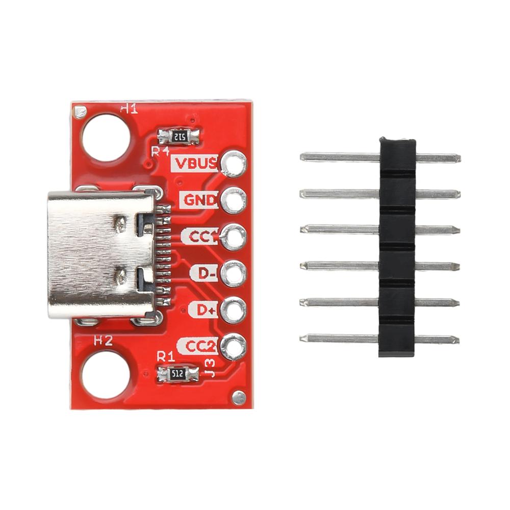 5PCS TYPE-C Female Base Test Module 16P To 2.54 High Current Power Conversion Board Red FR-4 Fiberglass Board USB3.1 with Pin