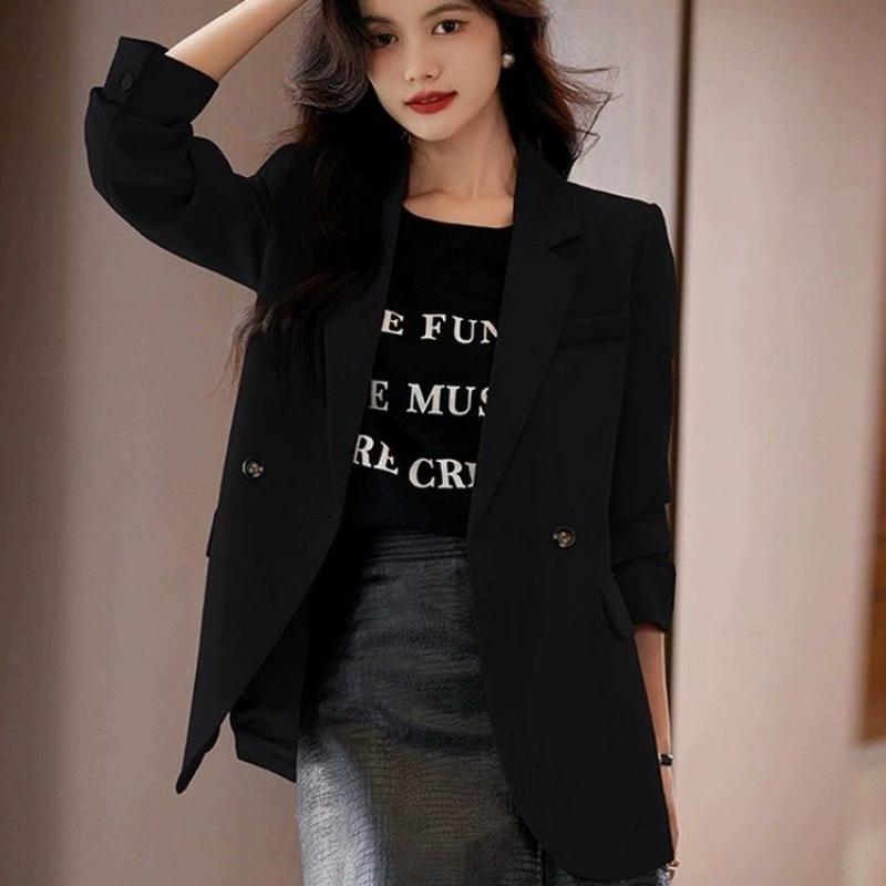 Suit Jackets Women Clothing Blazer Spring Autumn Coat Korean Chic Long Sleeve Tailored Buttons Solid Coats