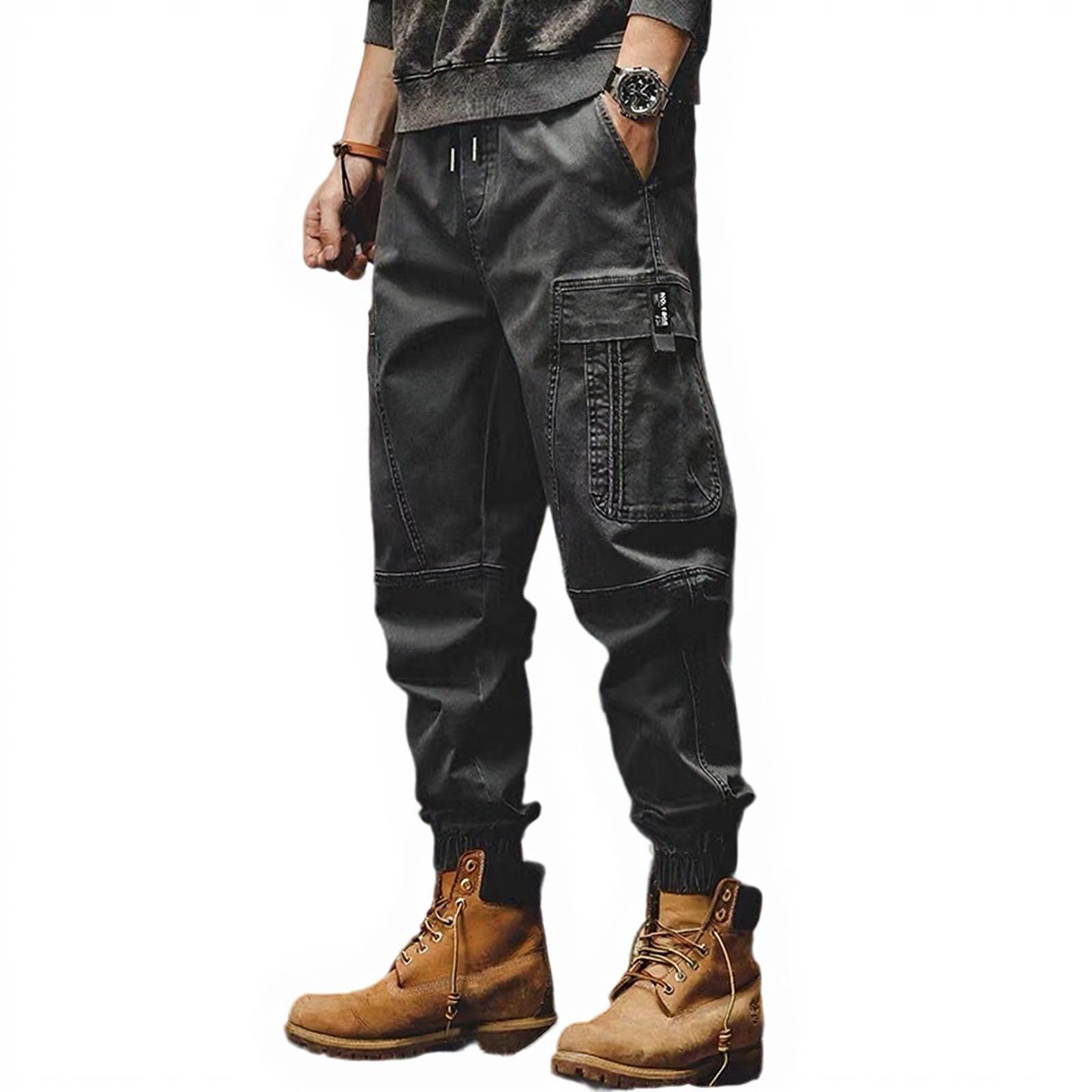 

Мужские Повседневные Свободные Прямого кроя Большого размера Широкие брючины Рабочая одежда Брюки M