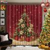 2Pcs Christmas Tree Print Blackout Curtains Multiple Size Living Room Bedroo Holiday Insulation Decoration, Machine Washable