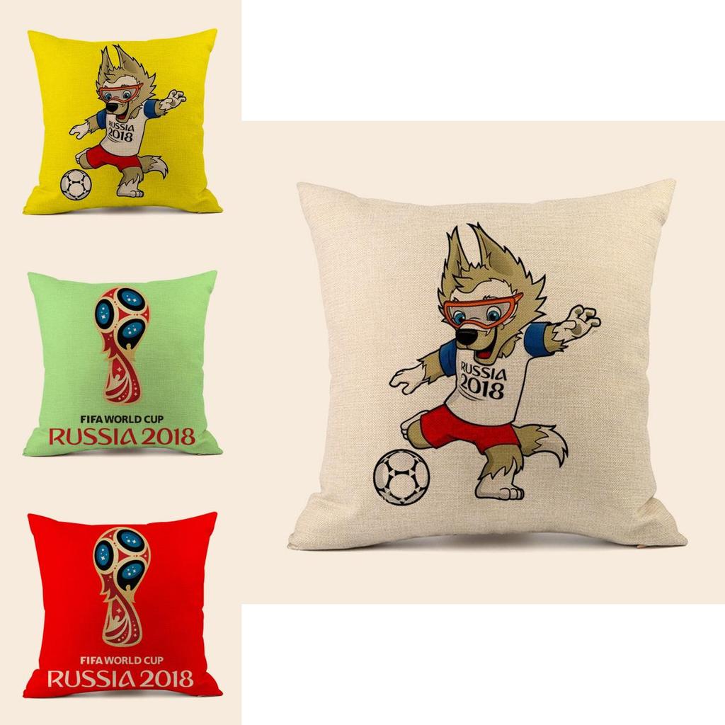 Soccer Fans World Cup 32 Teams Cotton Pillowcase With Emblem For Home Bar Lounge