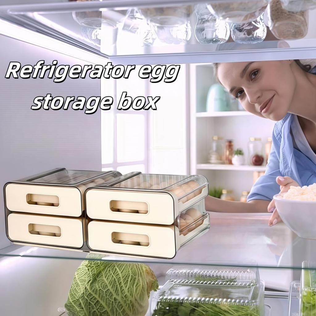 Clear 32-Egg Holder for Refrigerator, Egg Container for Refrigerator, Egg Organizer for Refrigerator.