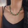 Retro Natural Chalcedony Black Agate Niche Temperament Premium Versatile Necklace Collarbone Chain Neck Chain