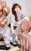 Malymoon Maid Dress Set Gothic Waitress and 9962 6-Piece (Light Gray) - Costume, Black, Gray, Purple,